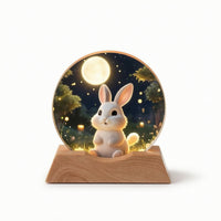 Acrylic Night Light with Wooden Base Illuminated LED Night Light Printed