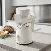 5-Blade Manual Countertop Rotary Drum Cutter Space-Saving Mandoline Cutter with Suction Base for Meal Prep