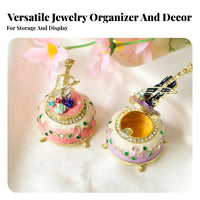 Enameled Finish Violin Jewelry Box Rhinestone Accents Violin Themed Jewelry Box Vintage Design for Music Lovers, Women
