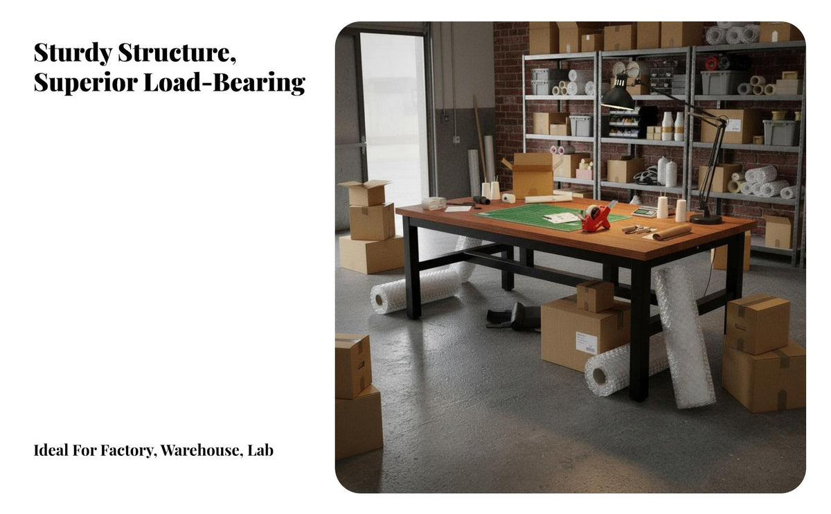 Double Layer Assembly Firm Table and Solid Construction Heavy Duty Packing Desk Wear-Resistant 2-Tier Workbench for Technicians, Factory, Lab