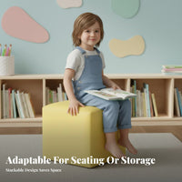 Colorful Design Soft Cube Stool Easy to Clean Surface children's Furniture long-lasting Construction kids' Seat Lightweight for Toddlers, Preschoolers, Kindergarten, Daycare Center, Playroom, Small Spaces