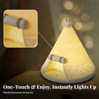 Warm Glow Tent-Shaped Night Light Type-C Charging Silicone Night Lamp Dimmable Home Lighting Portable