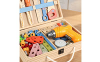 Wooden Toy Educational Wooden Tool Set with Case Portable Toy Tool Kit for Classroom