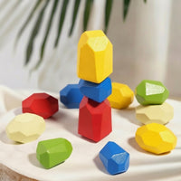 10 Pieces Wooden Stacking Stones Geometric Stacking Blocks Educational
