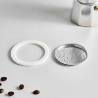 2 Pieces Leak Proof Stovetop Pot Gasket and Filter Set Easy to Replace Silicone Sealing Seal and Filter Plate