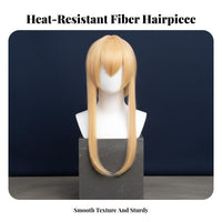 Long Blonde Hairpiece with Ears Pre-Design D Blonde Cat Ear Hairpiece Heat Resistant Fiber Costume Accessory for Cosplayers, Costume Parties, Photo S