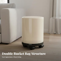 Rolling Trash Can with Lid Wide Opening Mobile Garbage Can on Wheels Round Hinged Lid Waste Bin for Living Room, Kitchen, Restroom