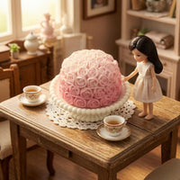 Miniature Rose Cake Ribbed 1/12 Scale Dollhouse Decoration Details Small Decoration