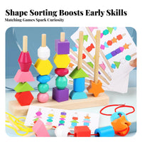 Educational Stacking and Lacing Beads Set Fine Movement Skills Development Lacing Beads Toy Set Hand-Eye Coordination for Preschoolers