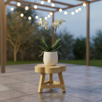 Three Leg Plant Stand Nordic Style Wooden Plant Stand Space Saving Tri-Leg Stool for Balcony