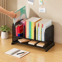 Metal Desk Organizer, 3 Compartments, Office Accessory for Home Office, Rectangular Document Holder, File Organizer for Students