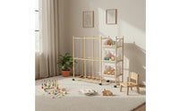Wooden Toy Storage Organizer Easy to Move Detachable Toy Shelf Large Capacity Mobile Storage Rack for Playroom