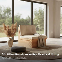 Japanese aesthetic Armless foundation Sofa with Storage Sturdy Construction Armless 2-Seater Bench Easy Assembly Indoor Furniture Ergonomic Design for Apartment Dwellers, Minimalists, Office Workers, Living Room, Lounge Area, Bedroom, Entryway