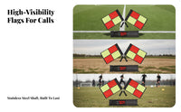 Referee Flag with Carrying Pouch | Stainless Steel Pole, Comfortable cushioned handle, Football Referee Flag, for Training exercises