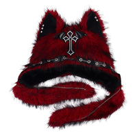 Faux Synthetic Pile Cat Ear Hat Gothic Hat with Ear Flaps Furry Warm for Cosplayers, Cosplay