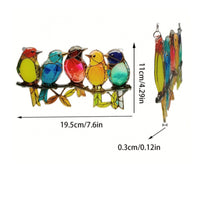 Metal Chain Bird Branch Ornament Faceted Bird on Branch Decoration Removable Film Home Decor Multicolor