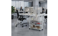 Under Desk Storage Rack, Multi-Tier Movable Shelf with Casters, Office Organizer