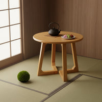 Solid Wood Round Coffee Table Minimalist Wooden Coffee Table Simple Furniture Sturdy for Living Room, Small Apartment