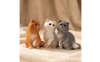 3 Pieces Cat Figurine Cat Figurine with Textured Coat Charming Decor for Shelf, Desk