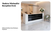 Modern Reception Counter Glossy Baked Paint Finish Salon Front Desk Multi-Functional Salon Welcome Desk for Business Owners, Lobby, Medical Office