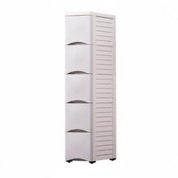 Space Saving Slim Space Cabinet Sturdy Construction 5-Drawer Slim Organizer Easy Assembly Narrow Chest of Drawers Large Capacity for Apartment Dwellers, Homeowners, Small Areas, Kitchen, Bathroom, Dorm Room
