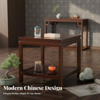Minimalist Design dual-level Square Table Multi-Functional 2-Tier Square Table adaptable Corner Stand Space-Saving for Apartment Dwellers, Interior Decorators, Living Room, Bedroom, Small Spaces, Office