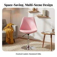 Minimalist Design Adjustable Height Armless Chair Compact Size Adjustable Pedestal Seat 360-Degree Swivel Task Seating Space Saving for Home Office Workers, Students, Teens, Study Room, Bedroom, Classroom, Vanity Table