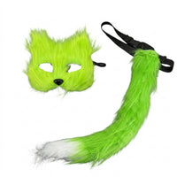 Face Covering with Tail Faux Hair Costume Set with Face Covering Soft for Adults