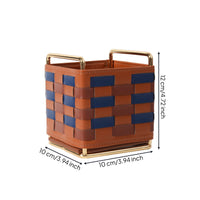 Home Organizer Stitched Edges Desktop Organizer PU Leather Storage Box Open-Top