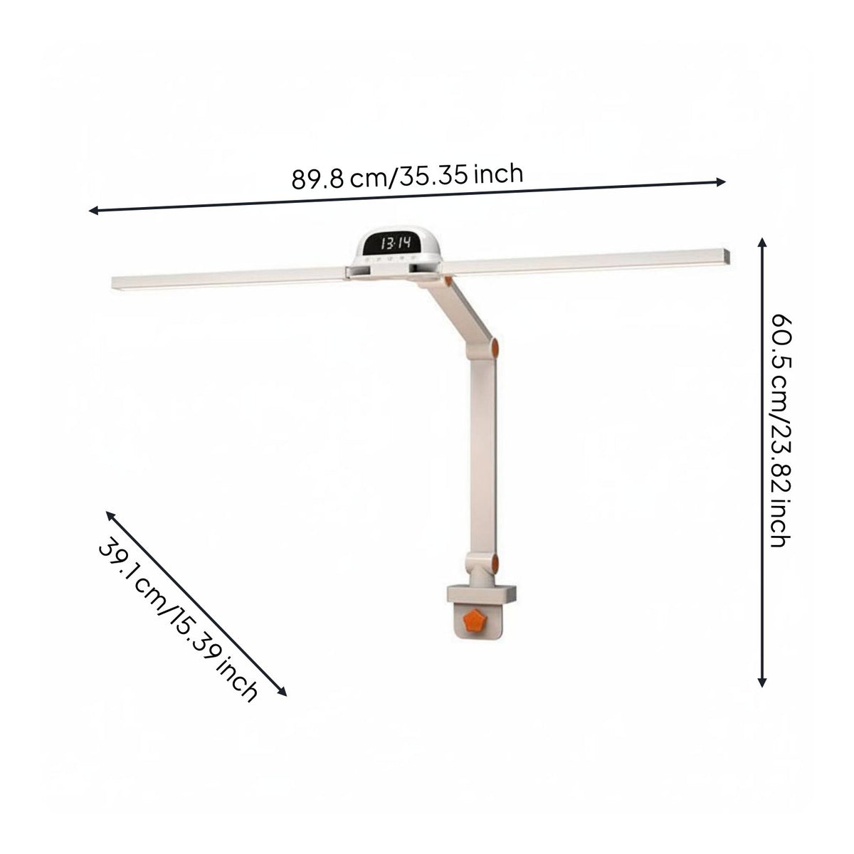 Flicker-without Double Head Desk Lamp Stepless Dimming LED Swing Arm Desk Lamp Timer Function Clamp-on Study Light Digital Clock Display for Home Office