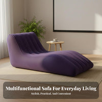Easy to Keep S-Shaped Lazy Sofa Lightweight Flocked Air Sofa Quick Inflation Flocked Recliner Chair Long-Lasting PVC for Travelers, Students, Living Room, Bedroom, Balcony, Backyard