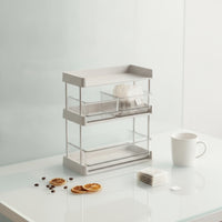 Tea Storage Container with Drawer Transparent 3 Layer Storage Rack Compact Desktop Rack with Drawers for Office Breakroom