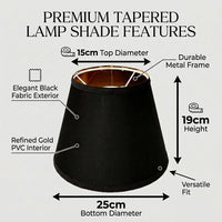 Light Shade with Black and Gold Interior for Ceiling and Table Lamps, Cone Lampshade with Thermoplastic Coated Material and PVC