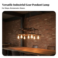 Retro Gear Pendant Light Nostalgic American Design Loft Lamp Adjustable Chain Vintage Caged Wall Sconce for Designers, Restaurant, Clothing Store