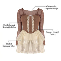 Swimsuits for Women with a Modest Swim Dress Design and Padded Bra, Long Sleeve for Water Sports and Aerobics