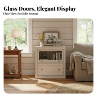 timeless design Freestanding Display Hutch Glass Doors Freestanding Hutch Minimalist Design bookshelf Multi-Level Shelving for Book Lovers, Collectors, Office Workers, Living Room, Study, Bedroom