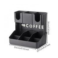 Coffee Bar Organizer Matte Finish Divided Storage Rack Open Multi Section Open designCompartment