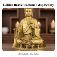 Vivid Depiction Brass Dipankara Buddha Statue Finely Polished Seated Buddha Sculpture Religious Artifact for Spiritual Seekers, Art Collectors, Home Decorators, Buddhist Hall, Meditation Room, Desktop