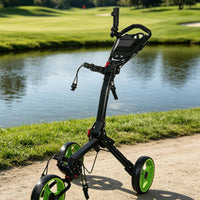 Portable 3 Wheel Golf Push Trolley Compact Storage 3 Wheel Golf Trolley Stable Design Rust-Resistant for Golfers