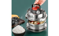 Three-Layer Body Mini Pressure Cooker Polished Silver Stainless Steel Pressure Cooker Black Handle Cookware Fast Cooking for Stovetop Flame