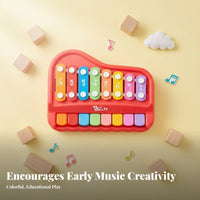 Educational Baby Piano and Xylophone Multicolored Keys 8 Note Glockenspiel Sensory Development Colorful Percussion Toy Polished Edges for Children, Toddlers, Infants, Preschool, Daycare
