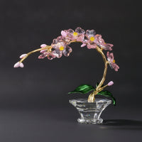 Crystal Flower Ornament Gold-Toned Crystal Flower Faceted Floral Ornament for Living Room
