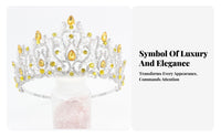 Crystal Pageant Crown Encrusted with Crystals Crystal Queen Crown Bridal Crystal Tiara Adjustable Band for Weddings, Proms