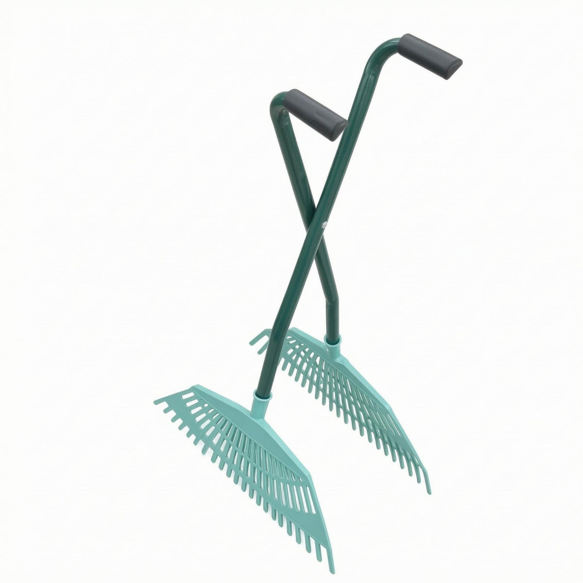 Black Grip Handles Garden Foliage Rake Hollow-Construction Construction Curved Foliage Rake Polished Painted Finish Outdoor Tool