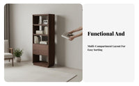 Modern Chinese design Wall-to-Wall bookshelf with Doors Floor-Standing Multi-Tier Shelving Unit Large Capacity bookshelf particle-resistantresistant for Book Lovers, Homeowners, Collectors, Study Room, Library, Bedroom