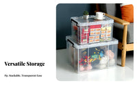 Clear Plastic Storage Box See-Through Sturdy Plastic Storage Bin Stackable Organizer Box Rounded Corners for Bedroom, Playroom