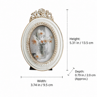 Ornate Photo Frame, Vintage Ivory White Gold Trim Resin French Design, 13.5x9.5cm Small Decorative Frame for Living Room