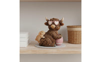 Cow and Bunny Figurine Creative Shaggy-Coated Bovine Figurine Holiday Themed Farm Animal Table Decor for Couples, Living Room, Desktop, Bookshelf