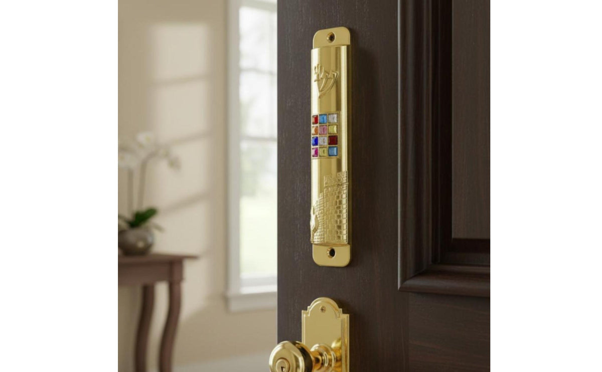 Decorative Mezuzah Door Plaque Inlaid Stones Door Frame Decoration Embossed