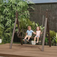 Two-Person Swing Bench Freestanding Patio Swing with Stand Outdoor for Couples, Garden, Backyard